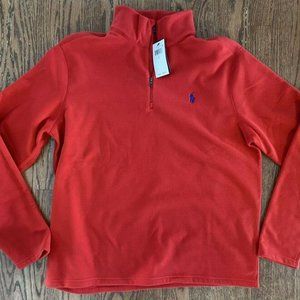 NWT Ralph Lauren Polo Red Fleece 1/4 Zip Sweatshirt Large L pullover Holiday NEW